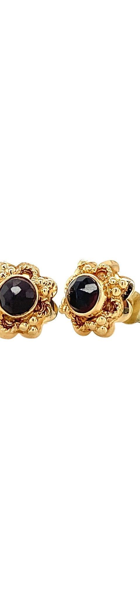 Vintage 14K Gold Stud Earrings with Garnet